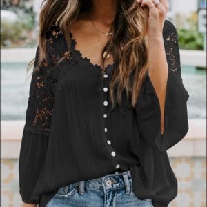 Button down lace top